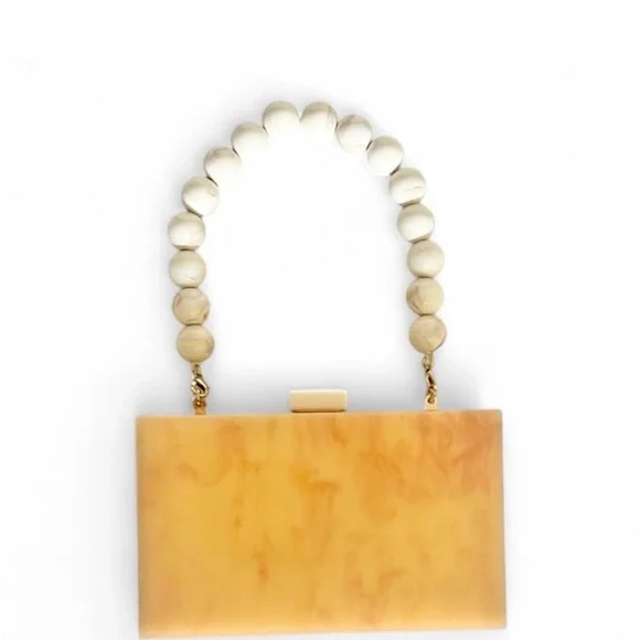 Zara acrylic clutch box bag with beaded removable handle - Picture 4 of 7